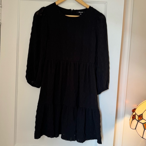 Madewell sheer textured lined black mini dress - Picture 6 of 6